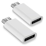 USB C to Micro USB Adapter, 2-Pack Type C Female to Micro USB Male Convert Connector Support Charge & Data Sync Compatible with Samsung Galaxy S7 Edge S6, LG Nexus 5 4 and Micro USB Devices