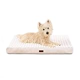 Orthopedic Dog Bed with Firm High-Density Egg Crate Foam Mattress,Machine Washable Cover & Non-Slip Bottom for Small Breeds & Toy Dogs (Beige, 23' L x 17' W x 3' H)