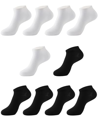 AWAYTR Ankle Socks for Women - 10 Pairs Womens Athletic Running Low Cut NO Show Socks 10 Pair Black+White