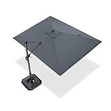 PURPLE LEAF Parasol 270 x 350 cm rechthoekig, zweefparasol met zwengel, vrijdragende Paraplu van aluminium, In hoogte verstelbare tuinparasol, waterafstotend, UV-bescherming, Grijs