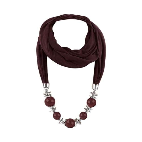 Vintage Scarf for Women Imitation Pearls Pendant With Necklace Soft Winter Neck Wrap Scarves