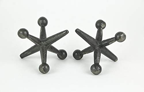 Retro Matte Grey Cast Iron Giant Jack Decorative Bookends - Table Sculptures - Door Stops 3.75 Inches Long #TOP5