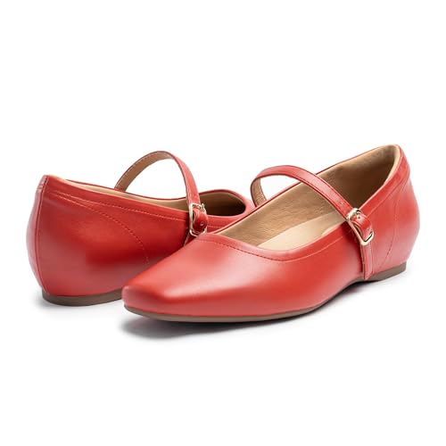 Image of Cusolemore Mary Jane Flat Shoes with Arch Support and Hidden Wedge Heel, Women Ballet Flats, Mary Jane Flats, Comfortable Dress Shoes
