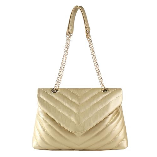 Image of Women Shoulder Bag, Fashionable Quilted Vegan leather Crossbody Purses with Adjustable Chain Designer Purses
