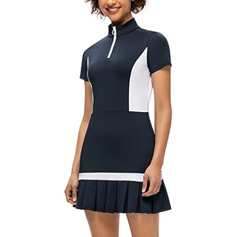 JACK SMITH Damen Tennis Golf Kleid mit Shorts Dry Fit Training Workout Kleid Kurzarm Athletic Polo Kleid Taschen Cover