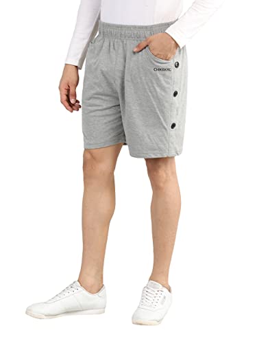 Image of CHKOKKO Men's Regular Cotton Regular Fit Plain Shorts for Men Light Grey XXL