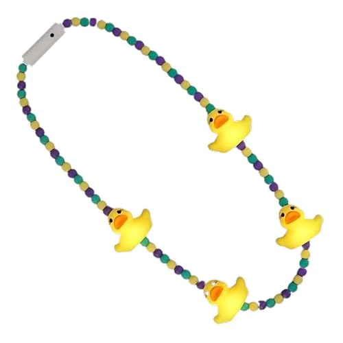 Light Up Squeezable Rubber Duck Charms Beaded Necklace2