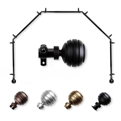 Dipper 13/16 5-Sided Bay Window Curtain Rod 28-48' (Each Side) - Black