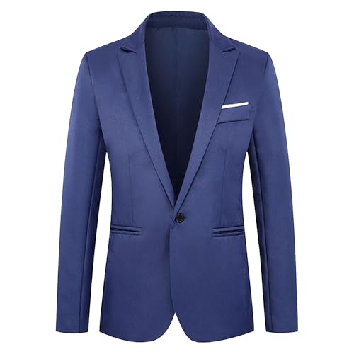 Men's Fashion Business Casual Suit Coat One Button Lightweight Sport Coats Slim Fit Suit Blazer Jacket