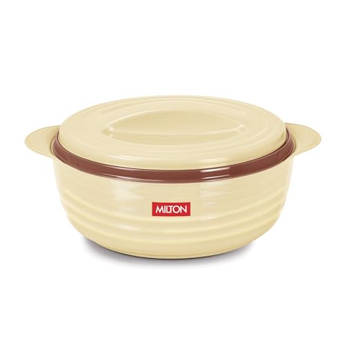 Image of MILTON Aspire 1000 Serving Casserole, Double Walled Inner Stainless Steel, PU Insulated Kitchen Hot Pot, Keeps Food hot & Fresh for Roti, Biryani, 725 ml, Beige