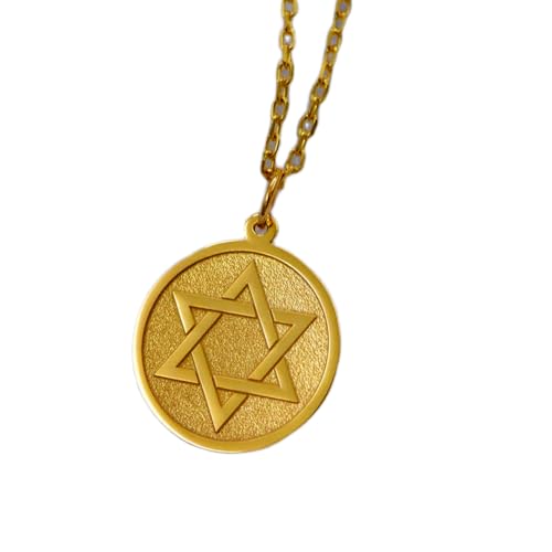 Collier étoile de David gravée en argent plaqué or | Le cadeau unisexe idéal avec chaîne 45,7 cm