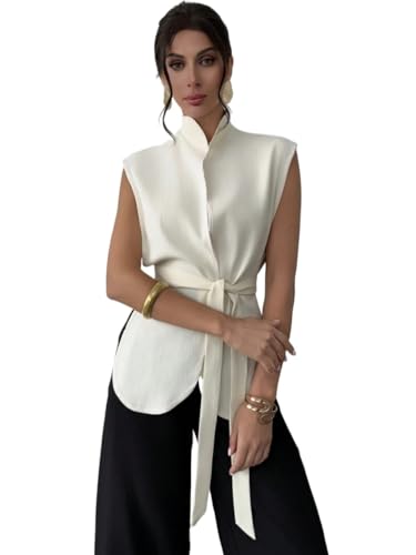 fall jackets for women Elegant Stand Collar Jacket With Tie Waist - Main Image