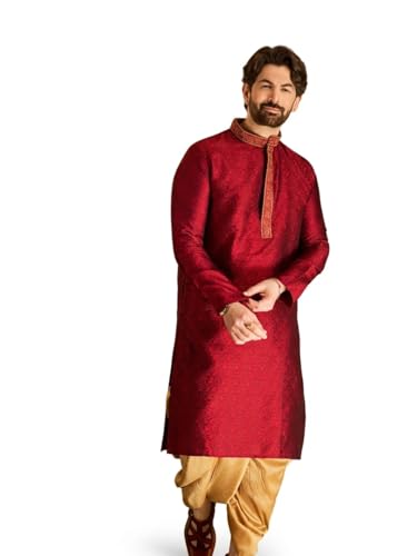 Image of SOJANYA Men's Silk Blend Solid (Since 1958, Kurta & Dhoti Set