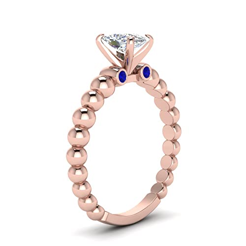 Image of 55Carat Choose Your Gemstone Bead Diamond CZ Engagement Ring Rose Gold Plated Cushion Shape Side Stone Engagement Rings Everyday Jewelry Wedding Jewelry Handmade Gifts for Wife US Size 4 to 12