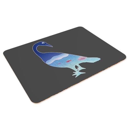 Sets de table en liège d'art noir grand format napperons illustration oiseau - 3