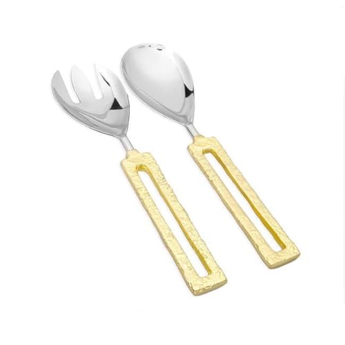 212 Main Salad Servers with Square Gold Loop Handles - Set of 2