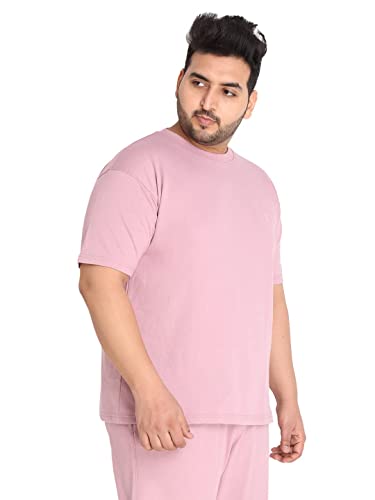 Image of CHKOKKO Men's Plus Size Terry Cotton Loose Fit Half Sleeves T-Shirt