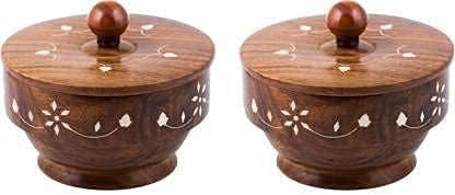 Wooden Sugar Pot, Dry Fruit Box Container Salt Pot, Spice Pot, Pickle Jar, Jam Jar Masala Box & Multi use Pot, Set 2