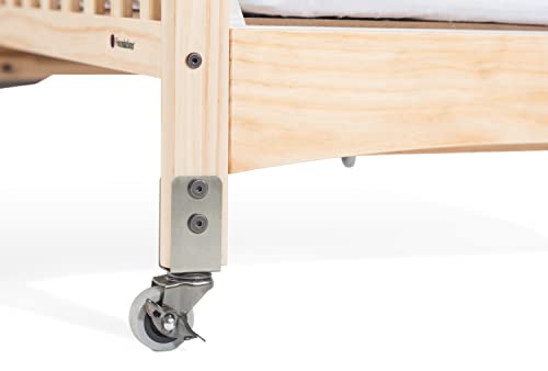 Foundations Serenity Safereach Crib With Adjustable Mattress Board, Compact Baby Crib With Commercial Grade Casters, Clear End Panels For Child Visibility, Includes 3” Foam Mattress (Natural) #TOP6