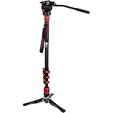 IFOOTAGE Cobra 3 モノポッド 、フルードヘッド C180F-P + K5S、180cm トラベルモノポッドキット カメラ用 Canon Nikon Sony Olympus Panasonic DSLR カメラ、カーボンファイバー製モノポッド 、フィート、積載量 17.64lb/8kg