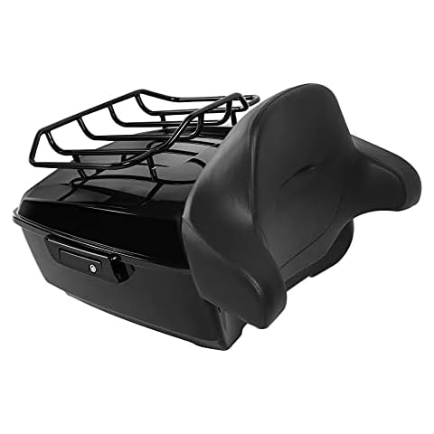 XMT-MOTO Vivid Black King Tour Pack Trunk+Luggage Rack+Backrest fits for Harley Davidson Touring Road King, Road Glide, Street Glide and Select CVO Models 2014-2023 Cover