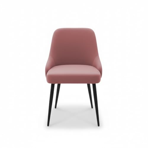 Image of Finch Fox Taskpro Modern Unique Velvet Upholstered Seating Living Room Dining Chair with Black Metal Legs in Pink Color (Set of 6)