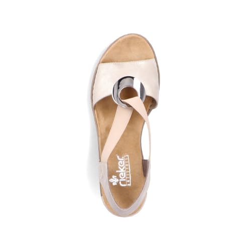 Image of Rieker 624H6 Fanni Women's Wedge Sandals - Lightweight, Comfortable and Supportive - Slip On Sandals with Cushioned Insole and High Wedge for Everyday Stylish Wear