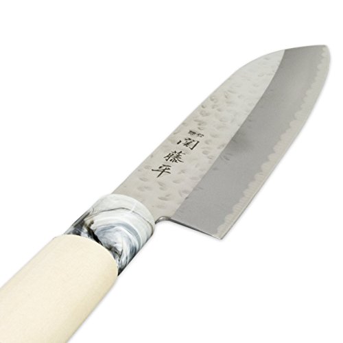 SekiRyu Japanese Kitchen Knife Set, Chef Knife Set of 2 with Hammered (tsuchime) Finish, Knives Kitchen Set Razor Sharp, Traditional Japan Santoku Petty Cooking Knives for Meat and Vegetable