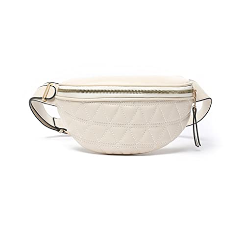 Riñoneras de Moda Cintura Mujer Impermeable Fanny Bag Waist Pack Ajustable Bolsa de Cinturón Cuero PU para Viaje Trabajo Fiesta (Beige)