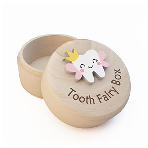 Tooth Fairy Box for Girls, Cute Carved Wooden Box with 3D Tooth, Stores Lost Teeth for Kids, Souvenir Dropped Tooth Keepsake Storage Box Gift for Little Girl(P-Wings-T)