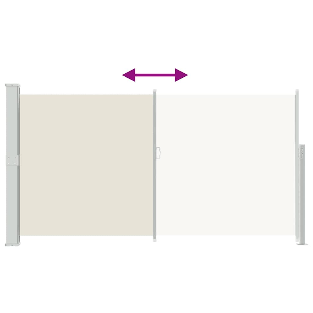 Wysuwana markiza boczna Patio 160x300 cm kremowa, ekran prywatności Poliester odporny na promieniowanie UV, wiatr i słońce, regulowana szerokość do 300 cm, automatyczne zwijanie,