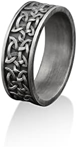 BySilverStone Jewelry Celtic Sign Handmade Sterling Silver Men Band Ring, Trinity Knot Wedding Ring, Stackable Mythology Ring, Anniversary Ring, Engagement Ring