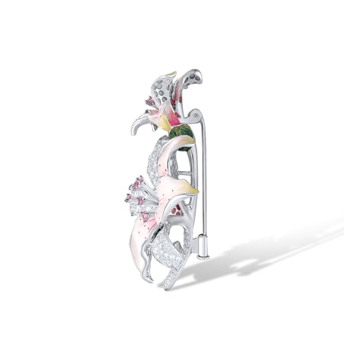 Image of Santuzza 925 Sterling Silver Enamel Brooch Pin for Women