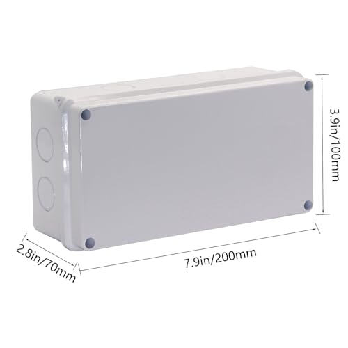 Image of Electrical Box, Outdoor Waterproof Box IP65 Junction Box with Reserved Holes,ABS Plastic Project Box Power Cord Enclosure White 2Pcs 7.9 x 3.4 x 2.8 inch(200x100x70mm)