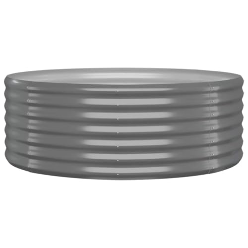 vidaXL Hochbeet, Wetterfestes Hochbeet für Garten Balkon Terrasse, Kräuterhochbeet zum Selber Bauen, Pflanzkasten aus Metall, Verzinkter Stahl Grau