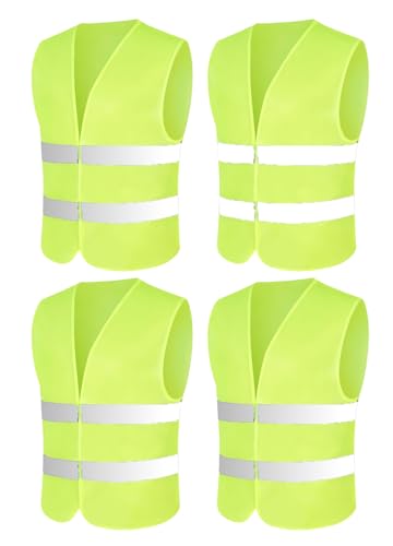 Forevat Warnwesten Auto 4 Stück, Sicherheitsweste Grün...