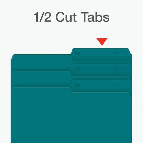 Pendaflex File Folders, 1/2 Cut Tab, Letter Size, Teal, Durable Paper Stock, 100/Box, Ideal for Office/Home/School Organization, Made in Canada, Reversible File Organizers image 3