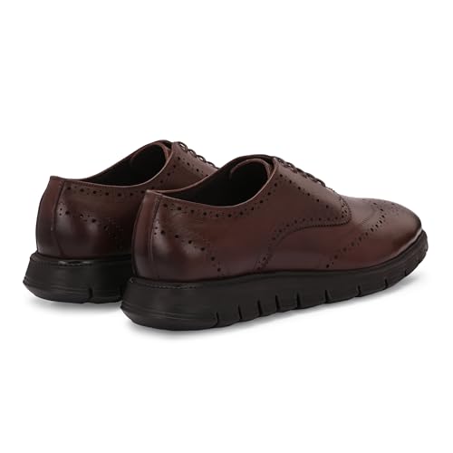Image of Legwork Informal Brogue 2.0 - Italian Leather Hybrid Dress Shoes with XL Extralight Outsole | Ultra-Lightweight & Comfortable Oxford Wingtip | All-Black Elegance