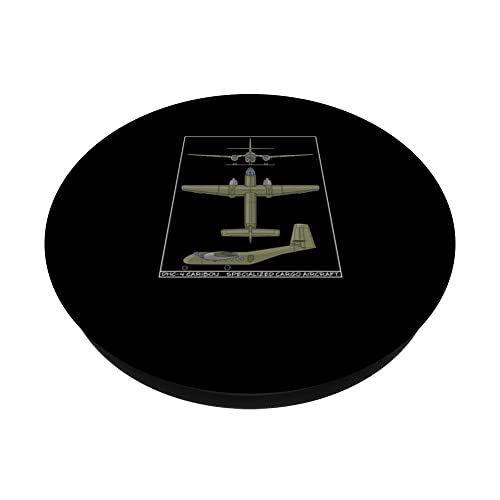 DHC-4 Caribou Cargo Aircraft Diagram PopSockets Swappable PopGrip, Black - Image 2