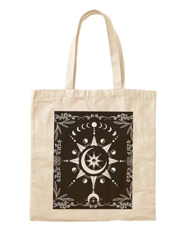 Sac fourre-tout à carreaux avec motif cycle lunaire et anses renforcées