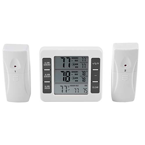 Thermomètre d'alarme sonore, thermomètre de réfrigérateur d'alarme de congélateur numérique sans fil avec enregistreur Thermomètre de réfrigérateur avec affichage de capteur pour congélateur cuisine m