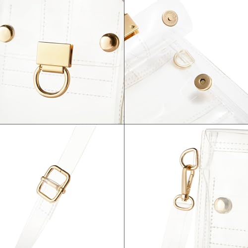 Women Small Clear Clutch Purse Crossbody Shoulder Bag Stadium Approved, Cute Clear PVC Phone Purse Handbag4