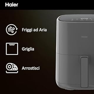 Haier Friggitrice ad aria I-Master, 6 in 1 con display touch, cuoci, arrostisci, griglia, scongela, capacità 5 litri per un massimo di 4 persone, [Nero]