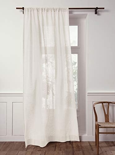 Solino Home Linen Sheer Curtain – 52 x 132 Inch Ivory Rod Pocket Window Panel – 100% Pure Natural Fabric Curtain for Summer – Handcrafted from European Flax