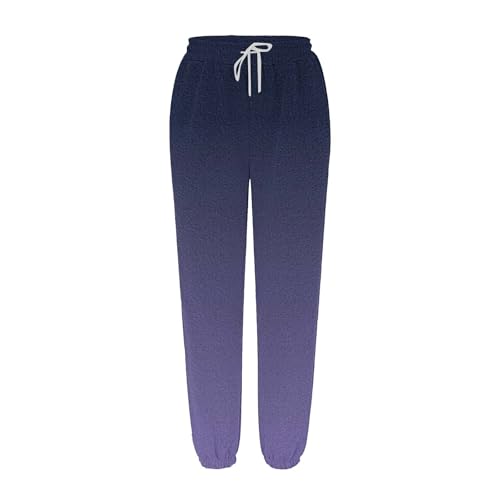 Calça de moletom feminina de cintura alta com cordão, calça atlética para corrida, academia, folgada