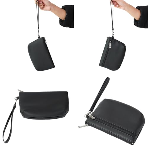 Image of Small Wristlet Wallets for Women, Zip Clutch Bag with Wristlet Pouch, 3-Zipper Original Design