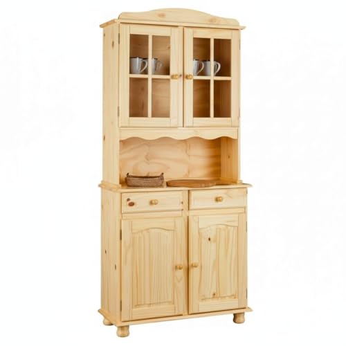 AltoBuy Stan - Buffet Vaisselier 4 Portes 2 Tiroirs Bois Massif