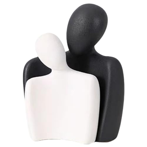 PIGPIGFLY Estatua de Pareja,Centro de Mesa Decorativo Salon,Escultura Abstracta, Decoración de Estantería,Figuras Decorativas,Decoracion Hogar,Decoracion Mesa Comedor（18.5cm/Blanco+Negro）