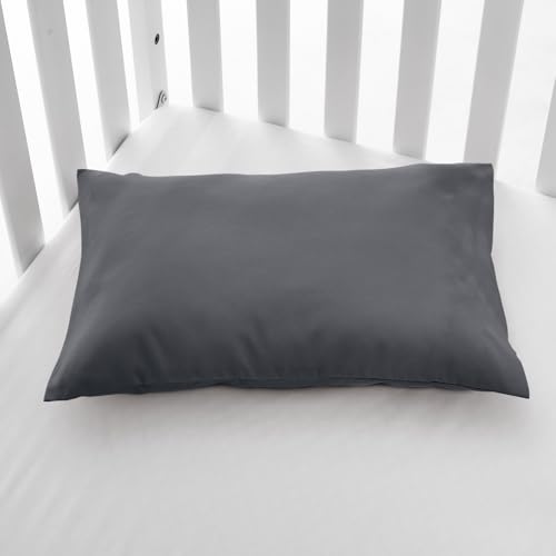 Image of EXQ Home Toddler Pillowcases Zippered 13x18 Travel Pillow Case Set of 2, Small Pillow Case Fits Baby Pillow Sized 12x16, 13x18, Kids Pillowcases 2 Pack Machine Washable (Dark Grey)