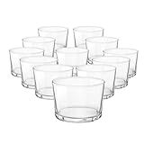 Bormioli Rocco Essential Decor Glassware – Set Of 12 Mini 7.5 Ounce Drinking Glasses For Water, Beverages ,Cocktails & Candle Holders – 7.5oz Clear Tempered Glass Tumblers